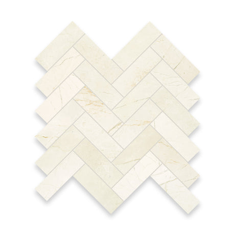 1.25x4 Vanilla Cream Honed Herringbone Mosaic