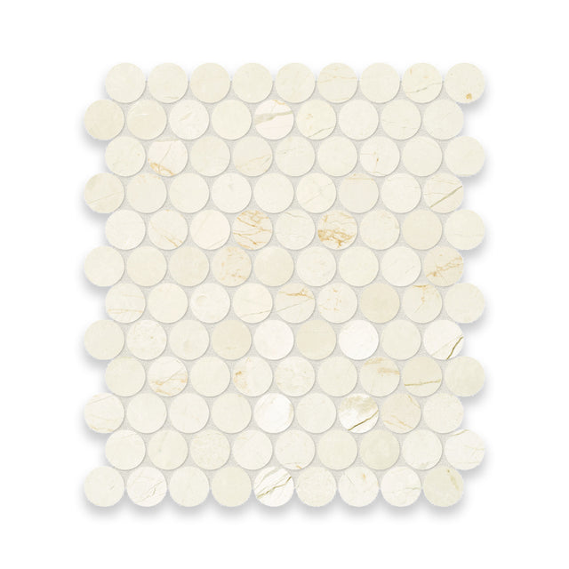 1.25x1.25 Vanilla Cream Honed Penny Round Mosaic