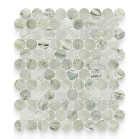 1.25x1.25 Verde Matcha Honed Penny Round Mosaic