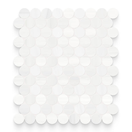 1.25x1.25 Bianco Dolomite Calida Honed Penny Round Mosaic