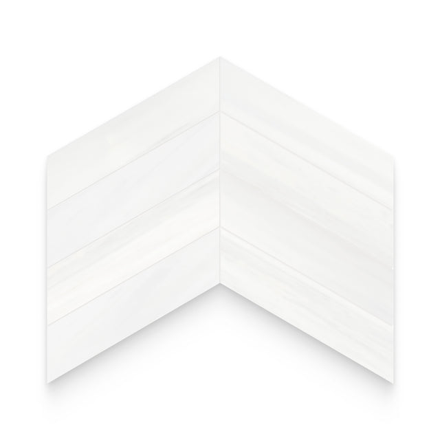 2x8.5 Bianco Dolomite Calida Honed Chevron Mosaic