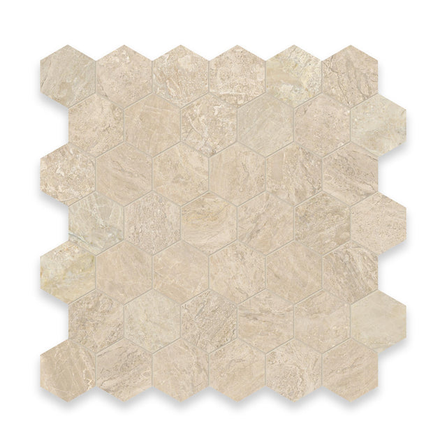 2x2 Imperial Beige Honed Hexagon Mosaic