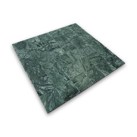 Avant Garde 4x4 Verde Reale Modern Tumbled Square Tile - Sample