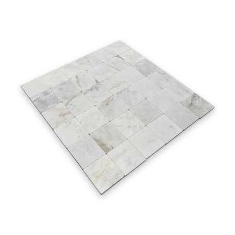 Avant Garde 4x4 Daphne White Modern Tumbled Square Tile
