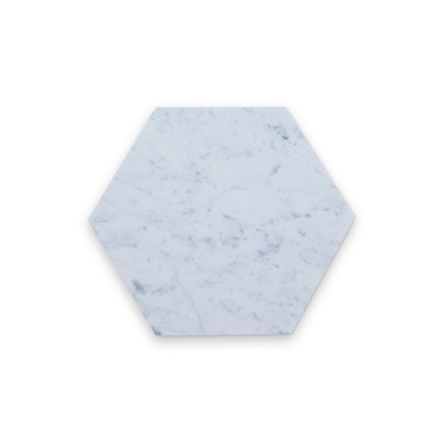6x6 Carrara White Honed Hexagon Tile