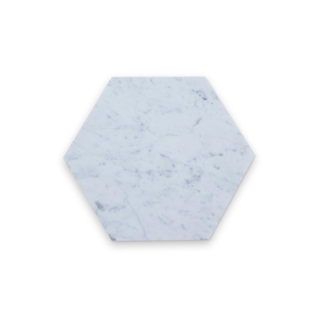 6x6 Carrara White Polished Hexagon Tile