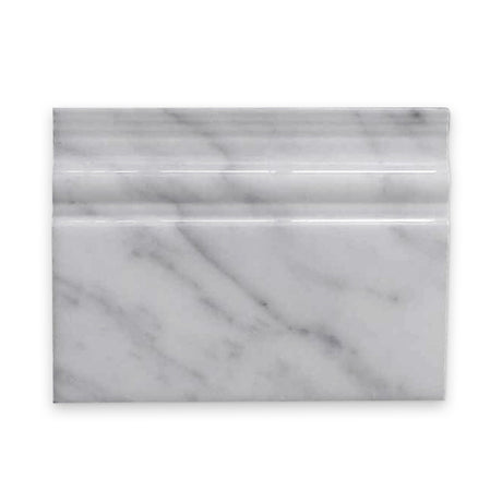 4x12 Carrara White Polished Baseboard Trim